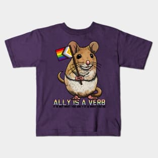 Ally is a Verb Rainbow Mouse Kids T-Shirt